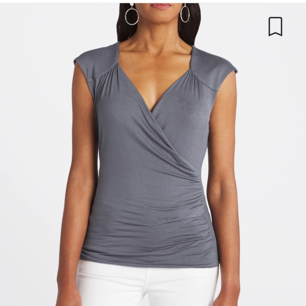 Nwot FORTUNE + IVYLiu Ruched Surplice Knit Top